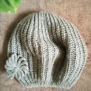 Gray Knit Slouchy Beanie